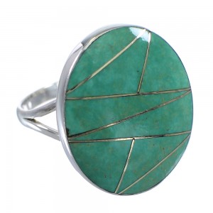 Sterling Silver And Turquoise Inlay Ring Size 8-1/2 VX57249