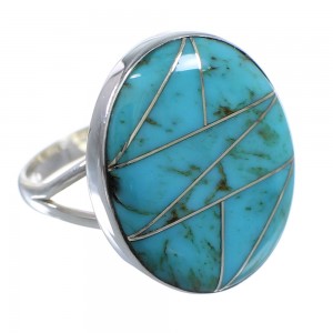 Southwestern Sterling Silver Turquoise Inlay Ring Size 5-1/4 WX59117