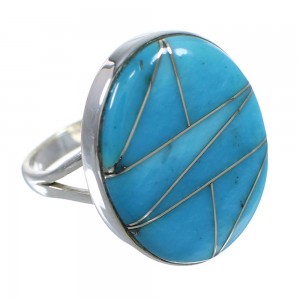 Southwest Sterling Silver Turquoise Inlay Ring Size 6-1/2 WX59121