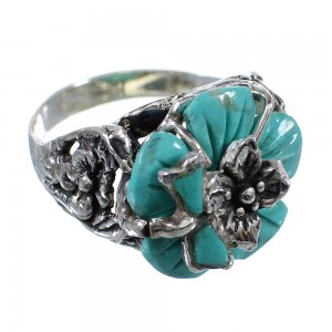 Turquoise Flower Dragonfly Sterling Silver Ring Size 4-3/4 RX82658