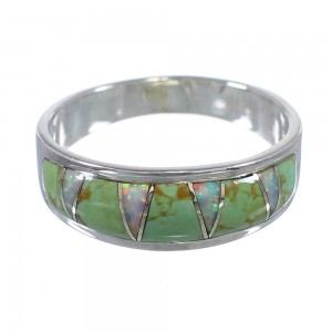 Turquoise Opal Inlay Sterling Silver Ring Size 5-3/4 RX82997