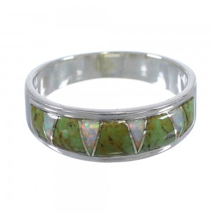 Turquoise And Opal Sterling Silver Ring Size 6-1/2 RX83013