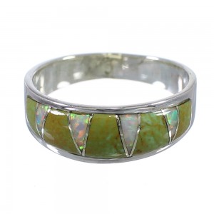 Turquoise Opal Inlay Sterling Silver Jewelry Ring Size 5-1/4 RX83021