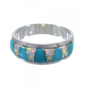 Turquoise Opal Inlay Authentic Sterling Silver Ring Size 5-3/4 RX82832