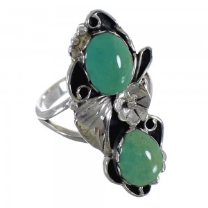 Sterling Silver Flower Southwestern Turquoise Ring Size 5 RX60237