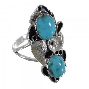 Sterling Silver Flower And Turquoise Ring Size 4-1/2 RX60254
