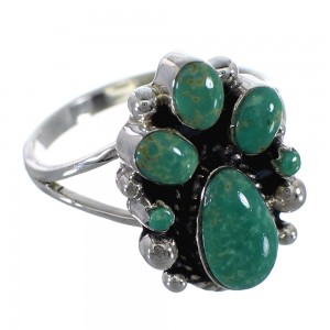 Authentic Sterling Silver Southwestern Turquoise Ring Size 7-3/4 RX60390