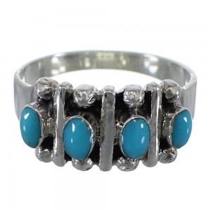Southwestern Turquoise Genuine Sterling Silver Ring Size 7-1/4 RX60641