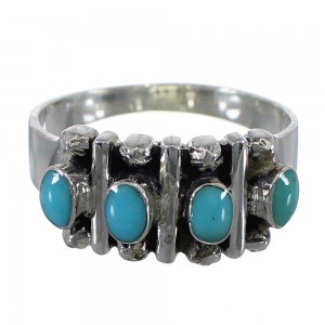 Southwest Turquoise Genuine Sterling Silver Ring Size 5-3/4 RX60652