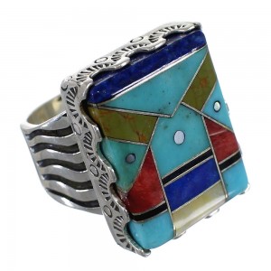 Multicolor Silver Southwestern Ring Size 7-1/2 YX76181