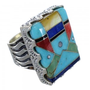 Multicolor And Silver Southwest Ring Size 4-1/2 YX76186