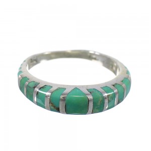 Southwestern Turquoise Inlay Sterling Silver Jewelry Ring Size 5-1/2 AX80012