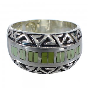 Turquoise Inlay Silver Water Wave Ring Size 8-1/2 AX80077