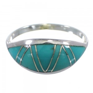 Southwestern Turquoise And Sterling Silver Ring Size 5-1/2 YX79612