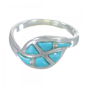 Southwestern Turquoise And Opal Inlay Genuine Sterling Silver Ring Size 5-3/4 AX82987