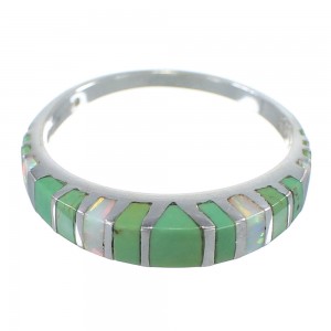 Opal And Turquoise Inlay Southwest Genuine Sterling Silver Ring Size 5-3/4 AX83126