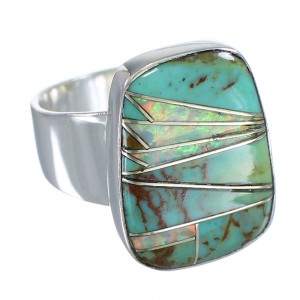 Silver Turquoise And Opal Southwest Jewelry Ring Size 6-3/4 AX83296