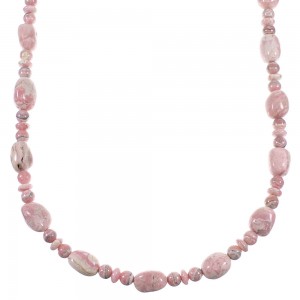 Rhodochrosite And Sterling Silver American Indian Bead Necklace WX59788