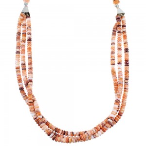 Orange And Purple Oyster Shell Sterling Silver Navajo Indian 3-Strand Bead Necklace WX60090