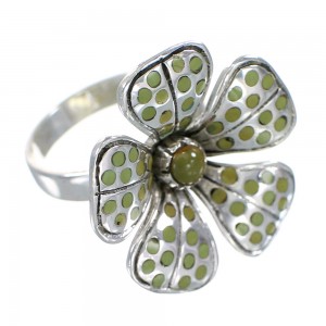 Genuine Sterling Silver Turquoise Flower Ring Size 5-3/4 RX59759