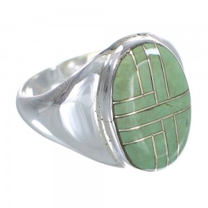 Sterling Silver And Turquoise Inlay Ring Size 9-3/4 RX59883