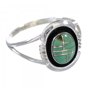 Southwest Sterling Silver And Turquoise Ring Size 8-1/4 RX60087