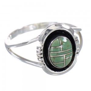 Southwest Turquoise Inlay Silver Ring Size 8-3/4 RX60130