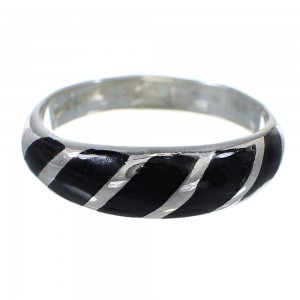 Jet And Genuine Sterling Silver Jewelry Ring Size 5-1/4 VX59930