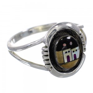 Sterling Silver Multicolor Southwestern Native American Pueblo Design Ring Size 5-3/4 YX78112