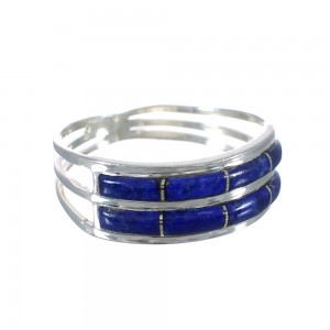 Southwestern Lapis Inlay And Sterling Silver Ring Size 6-3/4 WX60994