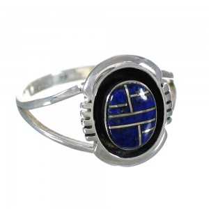 Southwestern Lapis Inlay And Authentic Sterling Silver Ring Size 6-1/4 WX61130
