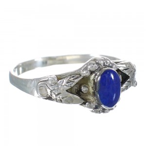 Lapis And Genuine Sterling Silver Southwest Leaf Ring Size 6-1/2 WX61863