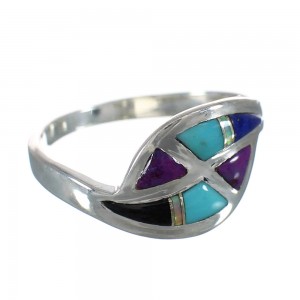 Authentic Sterling Silver Multicolor Inlay Southwest Ring Size 7-3/4 MX60371