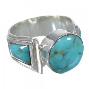 Genuine Sterling Silver Southwest Turquoise Ring Size 8-1/4 QX79247