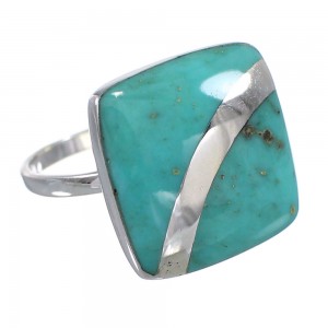 Turquoise Southwestern Sterling Silver Jewelry Ring Size 8-1/4 AX79561