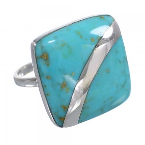 Genuine Sterling Silver Turquoise Ring Size 5-1/2 AX79573