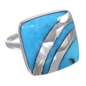 Silver Turquoise Southwestern Ring Size 8-3/4 QX79314