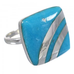 Authentic Sterling Silver Turquoise Southwestern Ring Size 5-1/2 QX79322