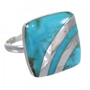 Turquoise Southwestern Genuine Sterling Silver Jewelry Ring Size 7-1/2 QX79359