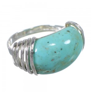 Genuine Sterling Silver Southwest Turquoise Jewelry Ring Size 6-1/2 QX79397