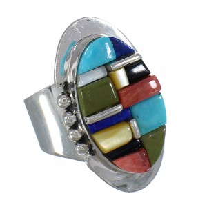 Multicolor Southwest Sterling Silver Jewelry Ring Size 6-1/4 MX61093
