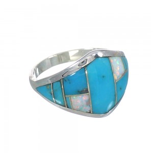 Opal Turquoise Inlay Authentic Sterling Silver Ring Size 5-3/4 RX61781