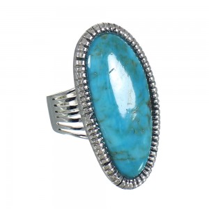 Southwest Jewelry Turquoise And Genuine Sterling Silver Ring Size 4-3/4 WX62203