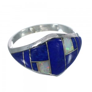 Southwest Lapis Opal Authentic Sterling Silver Ring Size 6-1/4 VX61319
