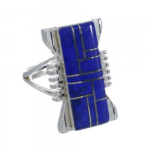 Lapis Inlay Sterling Silver Ring Size 4-3/4 VX61334