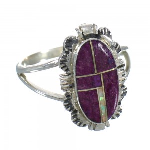 Southwest Opal Magenta Turquoise Silver Ring Size 6-3/4 MX61697