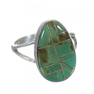 Turquoise Inlay Southwest Sterling Silver Ring Size 6-1/4 MX62053