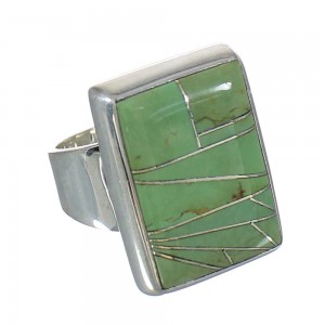 Turquoise Inlay Silver Southwest Ring Size 7-1/4 MX62345