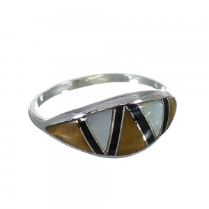 Silver And Multicolor Inlay Southwest Ring Size 8-3/4 VX61741