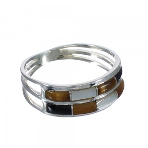 Silver And Multicolor Inlay Ring Size 4-3/4 VX61810